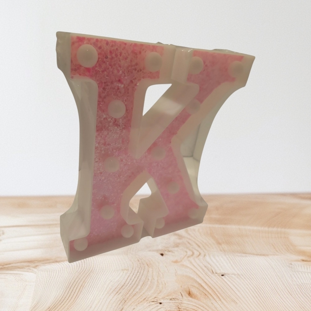 Pink Polka Dot Letter K Decor - Picture 2 of 3